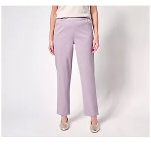 Denim & Co. NWOT Pull-On Stretch Twill Pants Cotton Spandex 1X Lavender Gray